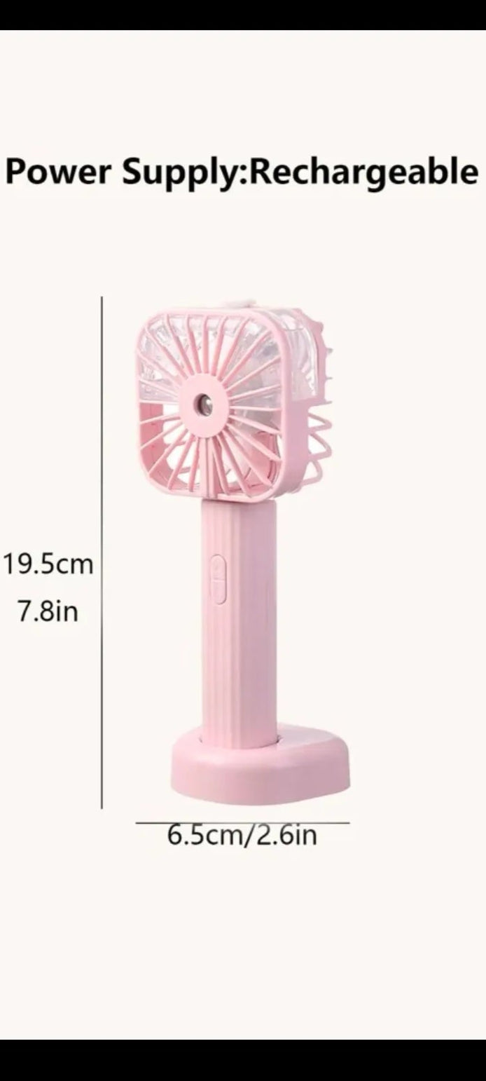 USB Rechargeable Portable Mist Fan – Noiseless, Handheld Cooling Spray Fan for Home, Office & Outdoor Use