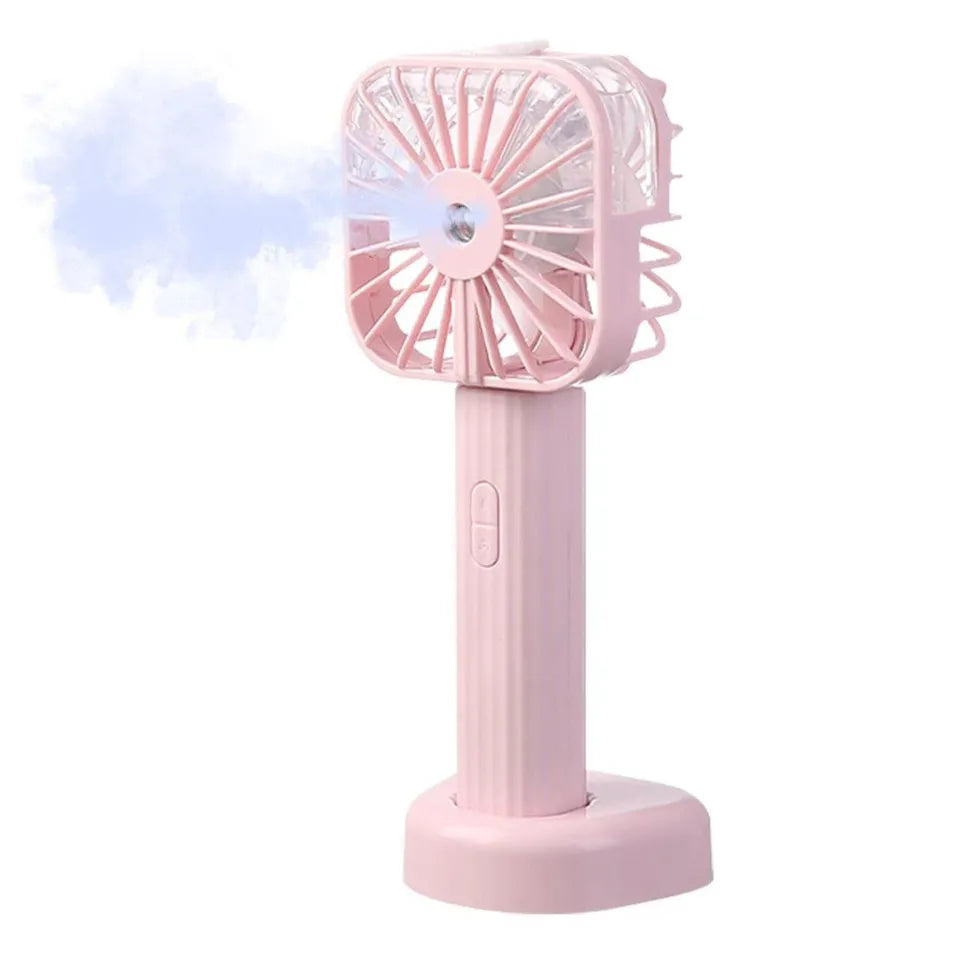 USB Rechargeable Portable Mist Fan – Noiseless, Handheld Cooling Spray Fan for Home, Office & Outdoor Use