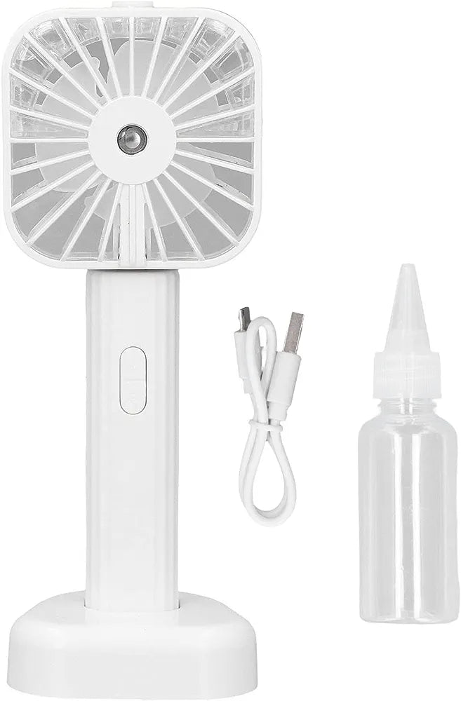 USB Rechargeable Portable Mist Fan – Noiseless, Handheld Cooling Spray Fan for Home, Office & Outdoor Use