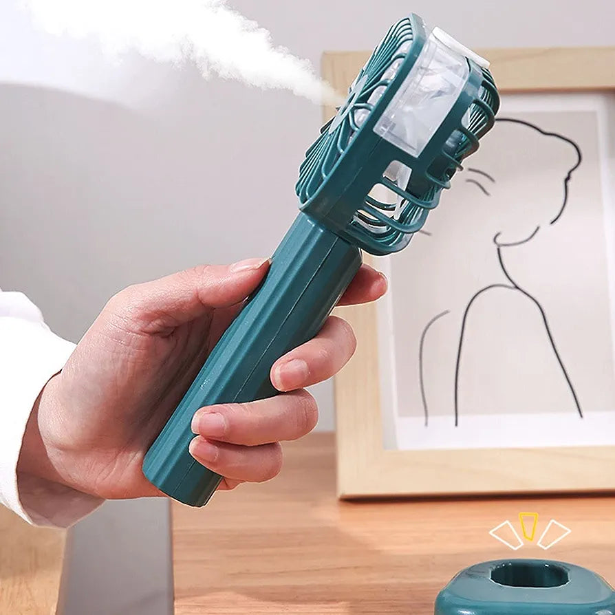 USB Rechargeable Portable Mist Fan – Noiseless, Handheld Cooling Spray Fan for Home, Office & Outdoor Use