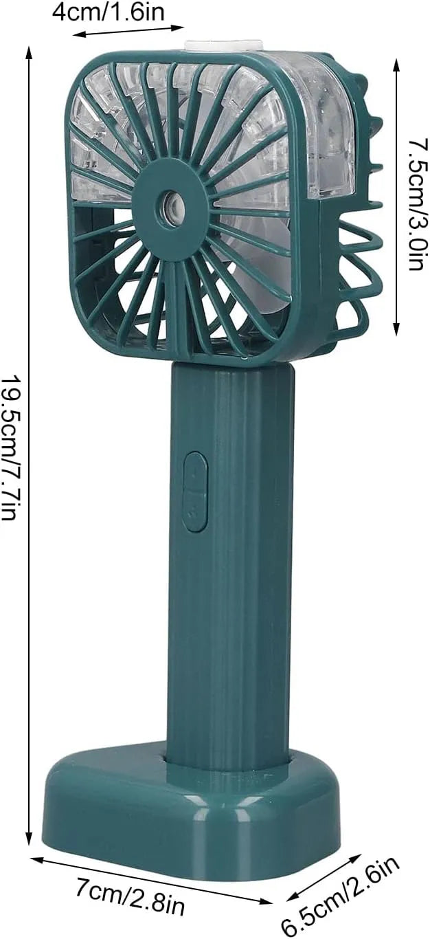 USB Rechargeable Portable Mist Fan – Noiseless, Handheld Cooling Spray Fan for Home, Office & Outdoor Use