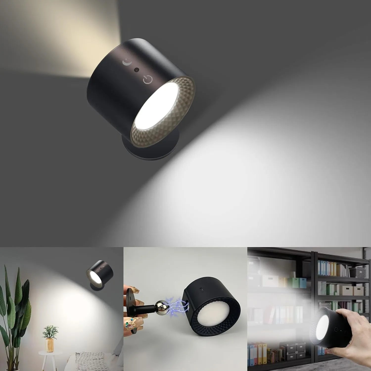 Magnetic LED Wall Lamp - 360° Rotatable Touch Control Night Light for Bedroom & Living Room