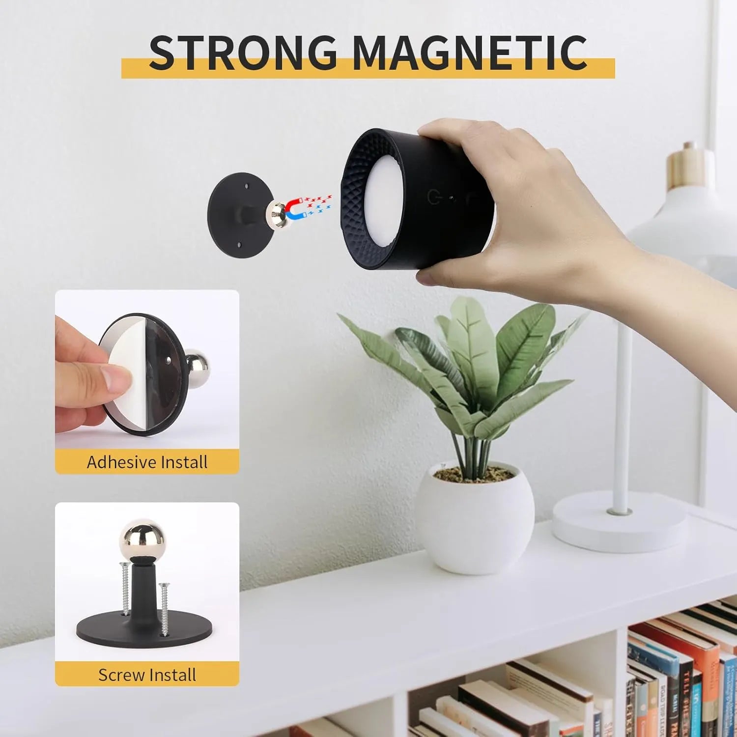 Magnetic LED Wall Lamp - 360° Rotatable Touch Control Night Light for Bedroom & Living Room