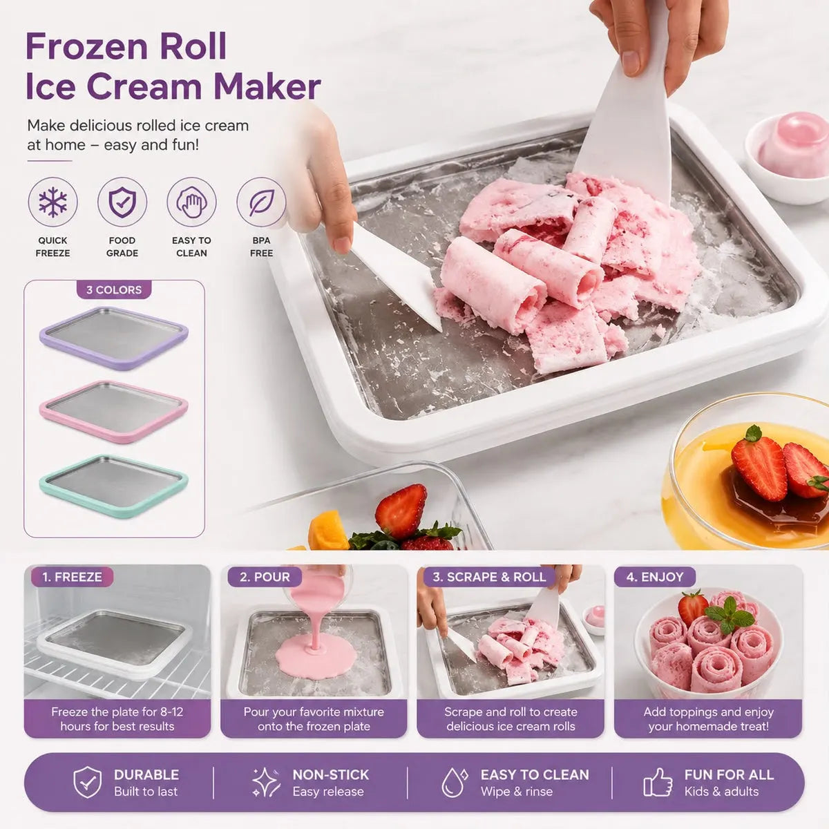 HULMIZONE DIY Rolled Ice Cream Maker