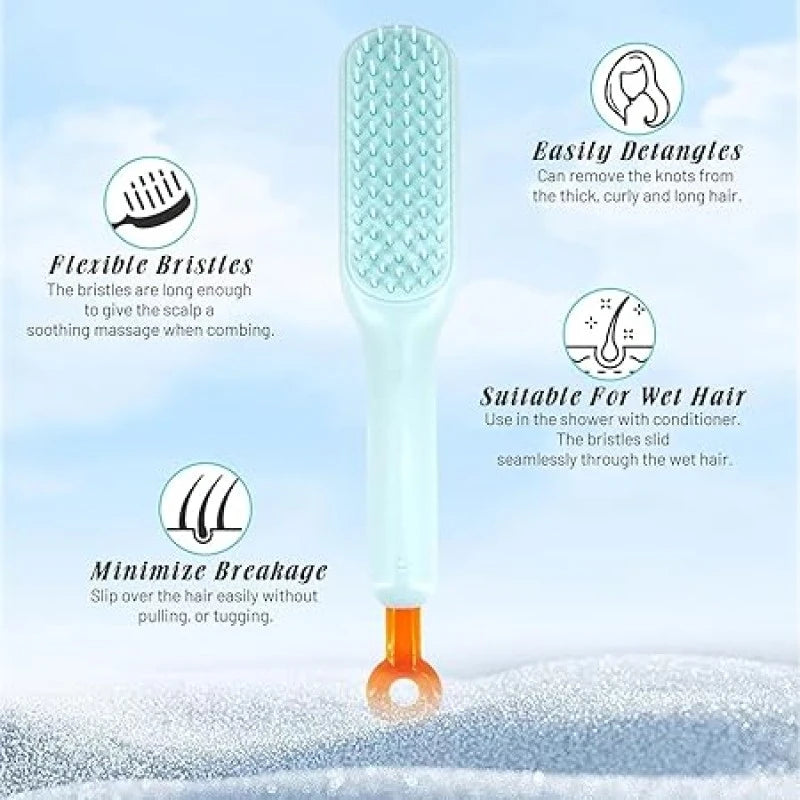 Self Cleaning Hair Brush, One-Click Cleaning Telescopic Hair Comb, Anti-Static