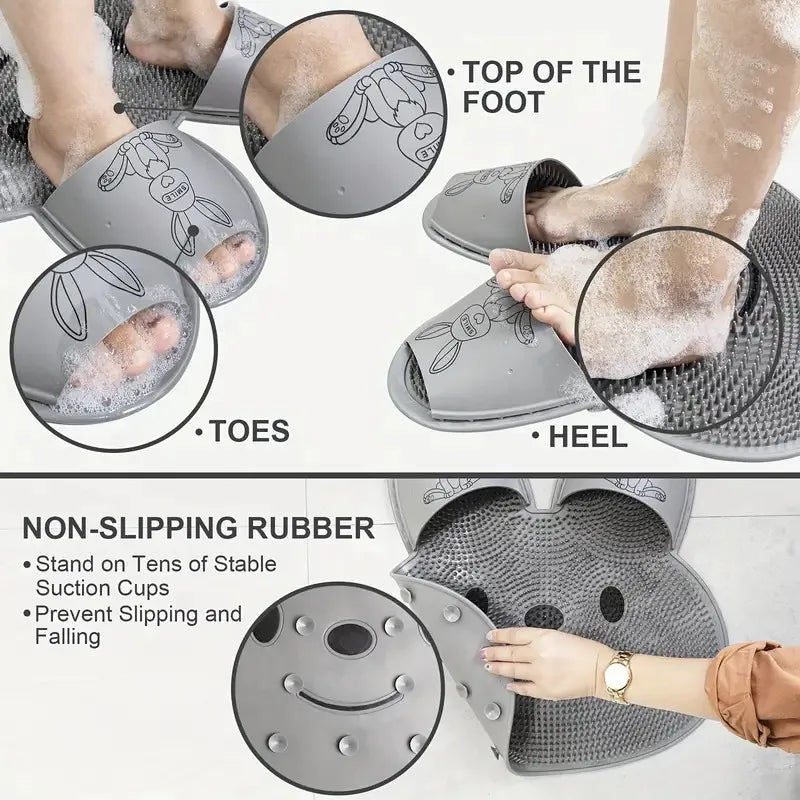 Silicone Foot Shower Massager & Scrubber Pad with Suction Cups – TPR Acupressure Mat for Feet & Body | Exfoliates, Improves Circulation, Odor Control (Medium & Large Sizes)