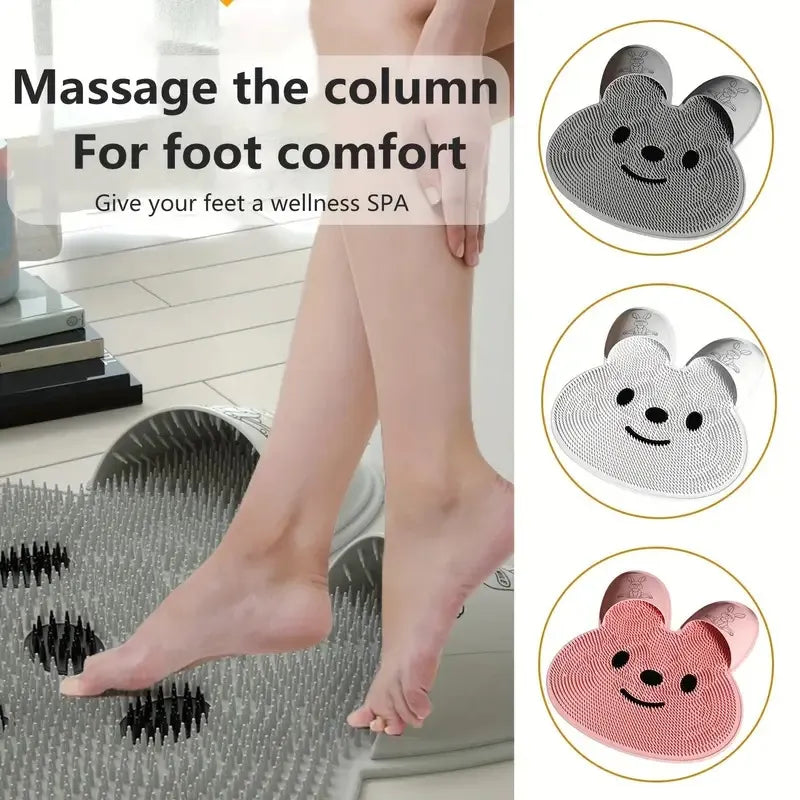 Silicone Foot Shower Massager & Scrubber Pad with Suction Cups – TPR Acupressure Mat for Feet & Body | Exfoliates, Improves Circulation, Odor Control (Medium & Large Sizes)