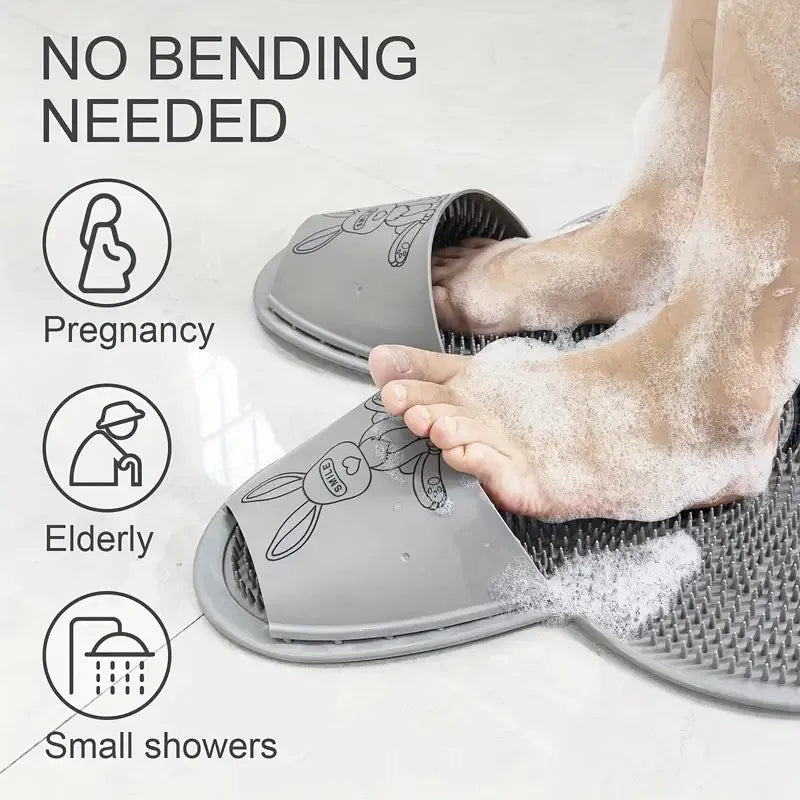 Silicone Foot Shower Massager & Scrubber Pad with Suction Cups – TPR Acupressure Mat for Feet & Body | Exfoliates, Improves Circulation, Odor Control (Medium & Large Sizes)