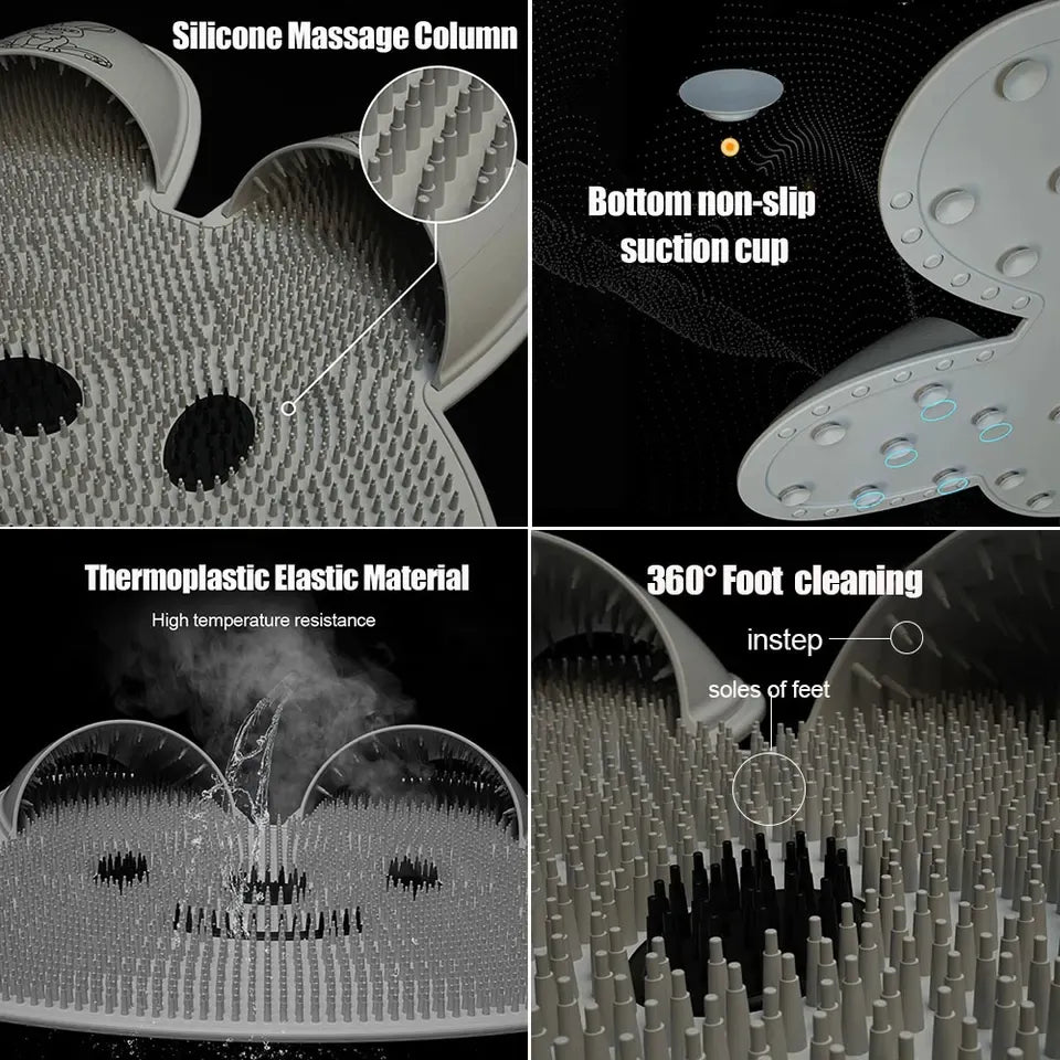 Silicone Foot Shower Massager & Scrubber Pad with Suction Cups – TPR Acupressure Mat for Feet & Body | Exfoliates, Improves Circulation, Odor Control (Medium & Large Sizes)