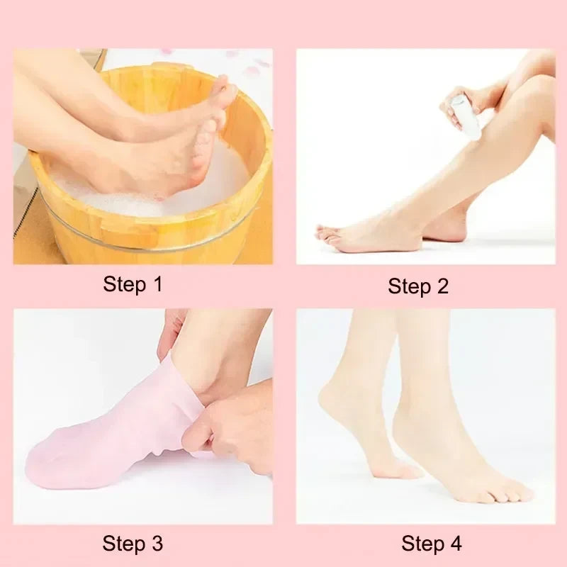 2PCS Silicone Moisturizing Foot Socks for Dry Cracked Heels – Reusable Heel Repair Gel Socks, Spa Pedicure Foot Care for Men & Women