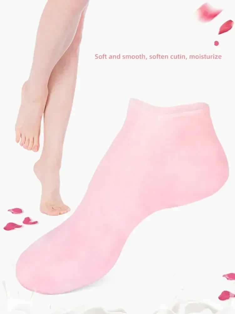 2PCS Silicone Moisturizing Foot Socks for Dry Cracked Heels – Reusable Heel Repair Gel Socks, Spa Pedicure Foot Care for Men & Women