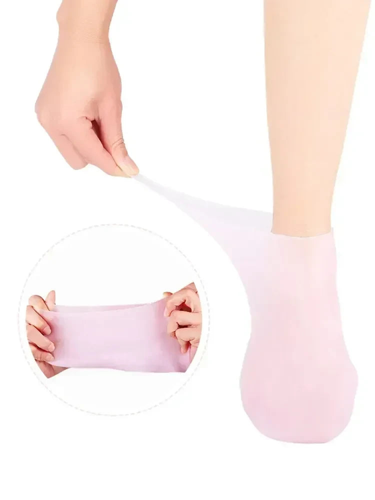 2PCS Silicone Moisturizing Foot Socks for Dry Cracked Heels – Reusable Heel Repair Gel Socks, Spa Pedicure Foot Care for Men & Women