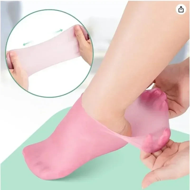 2PCS Silicone Moisturizing Foot Socks for Dry Cracked Heels – Reusable Heel Repair Gel Socks, Spa Pedicure Foot Care for Men & Women