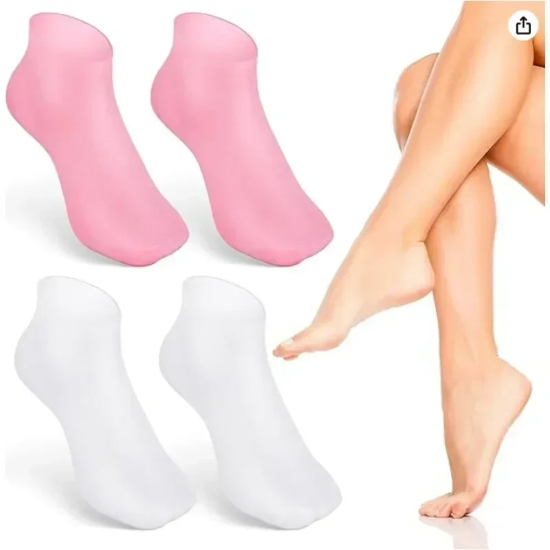 2PCS Silicone Moisturizing Foot Socks for Dry Cracked Heels – Reusable Heel Repair Gel Socks, Spa Pedicure Foot Care for Men & Women