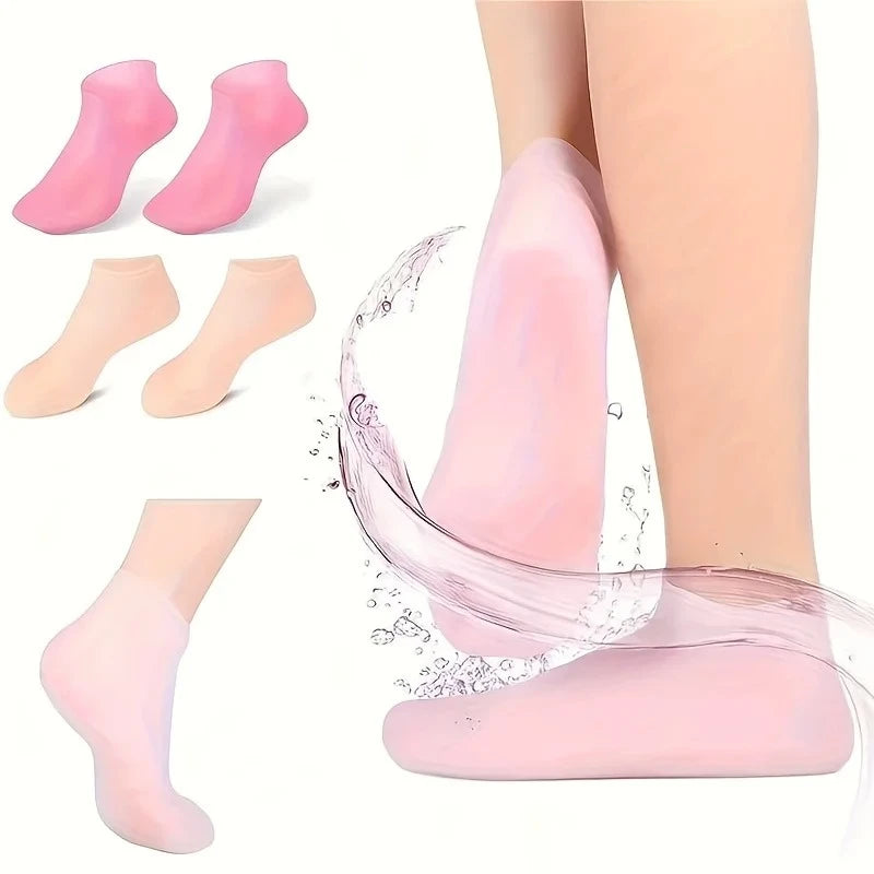 2PCS Silicone Moisturizing Foot Socks for Dry Cracked Heels – Reusable Heel Repair Gel Socks, Spa Pedicure Foot Care for Men & Women