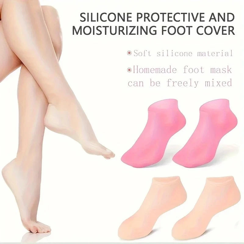 2PCS Silicone Moisturizing Foot Socks for Dry Cracked Heels – Reusable Heel Repair Gel Socks, Spa Pedicure Foot Care for Men & Women