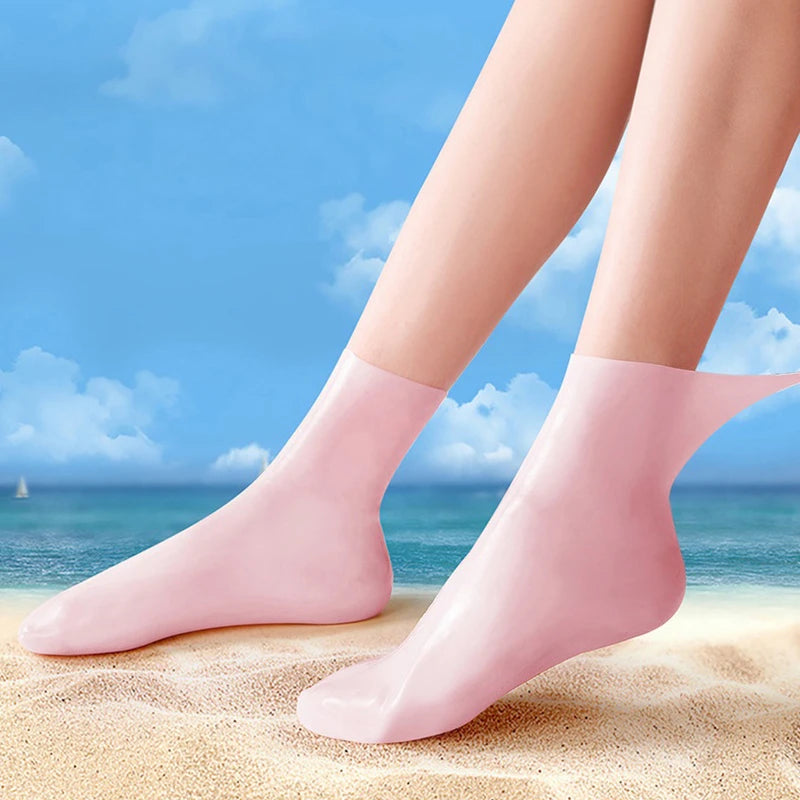 2PCS Silicone Moisturizing Foot Socks for Dry Cracked Heels – Reusable Heel Repair Gel Socks, Spa Pedicure Foot Care for Men & Women