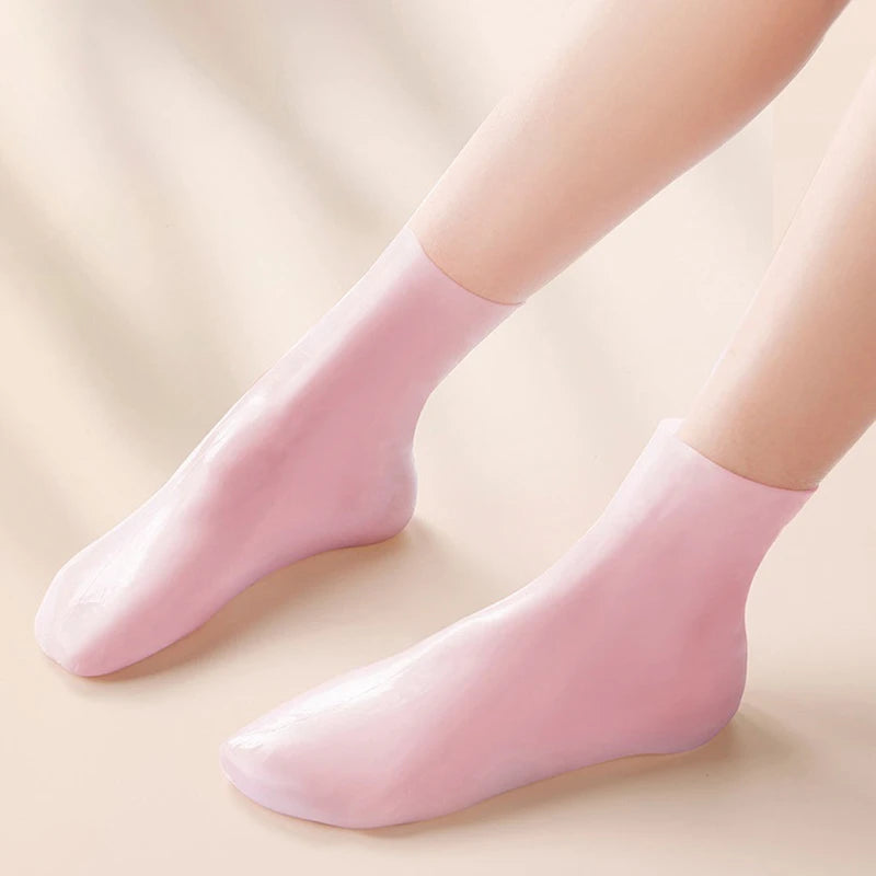 2PCS Silicone Moisturizing Foot Socks for Dry Cracked Heels – Reusable Heel Repair Gel Socks, Spa Pedicure Foot Care for Men & Women