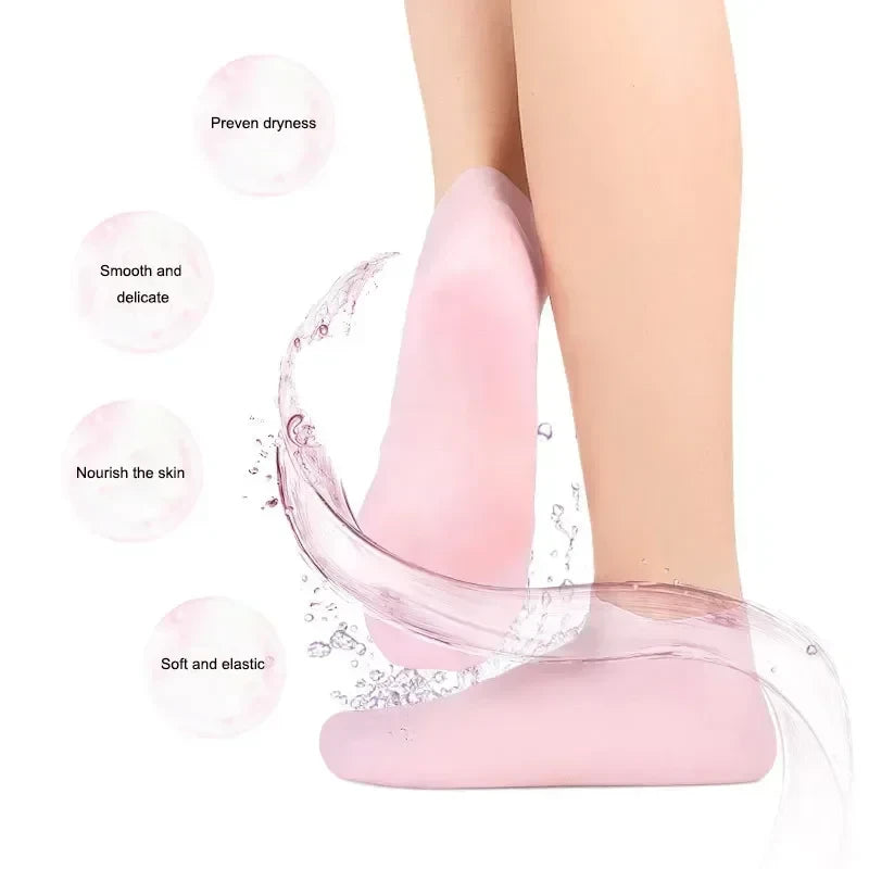 2PCS Silicone Moisturizing Foot Socks for Dry Cracked Heels – Reusable Heel Repair Gel Socks, Spa Pedicure Foot Care for Men & Women