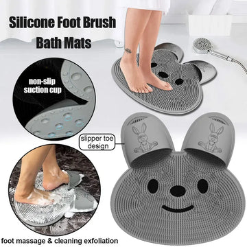 Silicone Foot Shower Massager & Scrubber Pad with Suction Cups – TPR Acupressure Mat for Feet & Body | Exfoliates, Improves Circulation, Odor Control (Medium & Large Sizes)