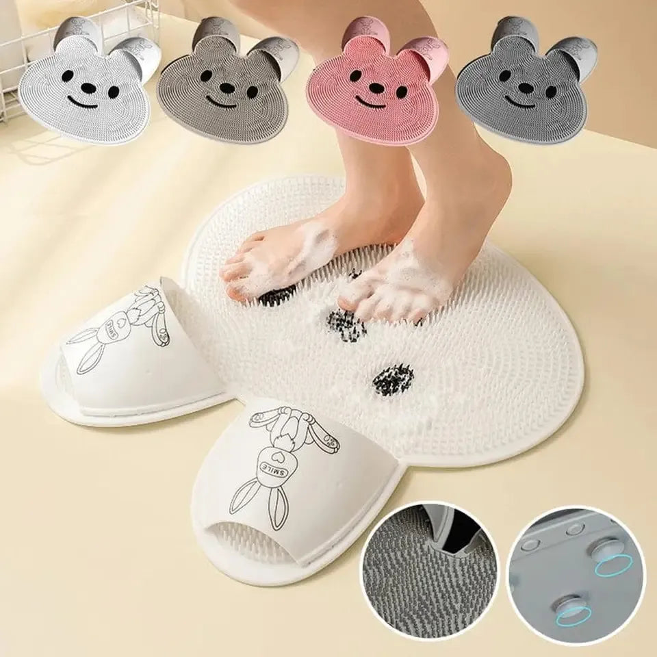 Silicone Foot Shower Massager & Scrubber Pad with Suction Cups – TPR Acupressure Mat for Feet & Body | Exfoliates, Improves Circulation, Odor Control (Medium & Large Sizes)