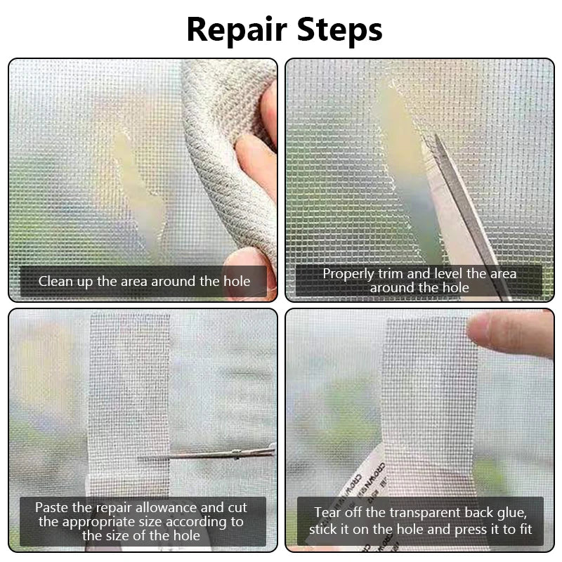 Strong Waterproof Self-Adhesive Window Screen Repair Mesh Tape (5cm x 2m)