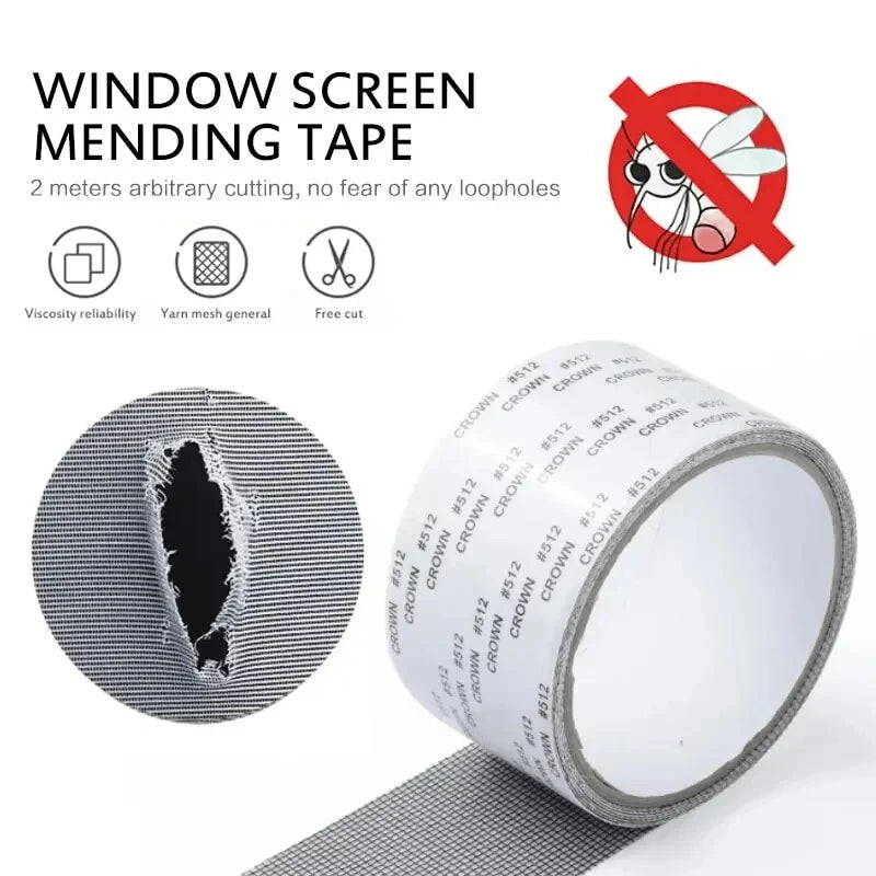 Strong Waterproof Self-Adhesive Window Screen Repair Mesh Tape (5cm x 2m)
