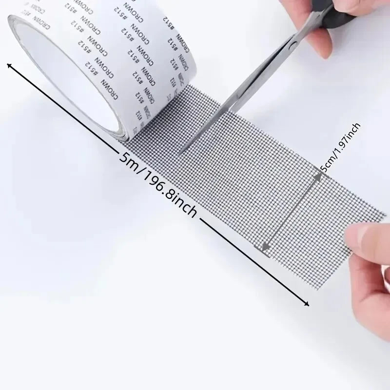 Strong Waterproof Self-Adhesive Window Screen Repair Mesh Tape (5cm x 2m)