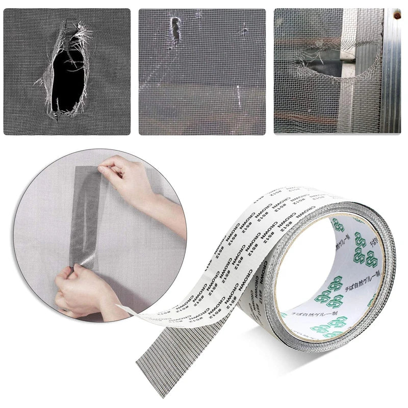 Strong Waterproof Self-Adhesive Window Screen Repair Mesh Tape (5cm x 2m)