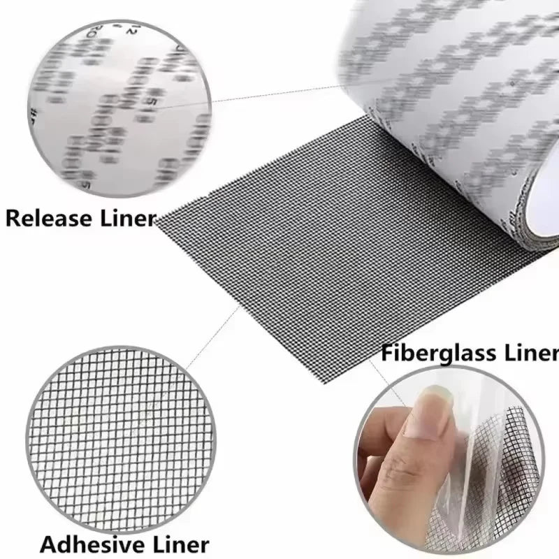 Strong Waterproof Self-Adhesive Window Screen Repair Mesh Tape (5cm x 2m)