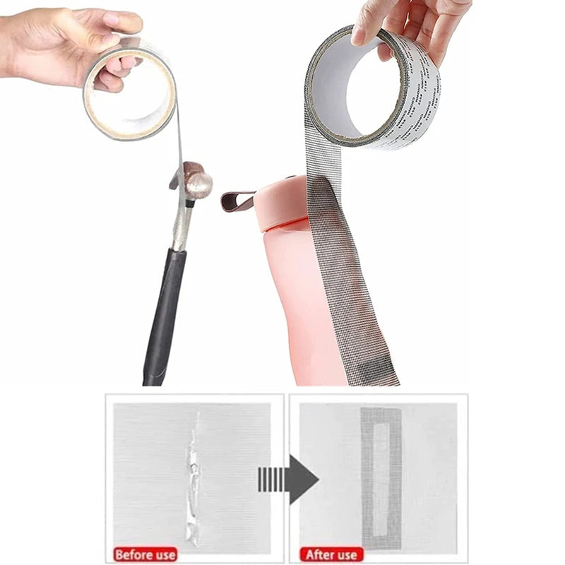 Strong Waterproof Self-Adhesive Window Screen Repair Mesh Tape (5cm x 2m)