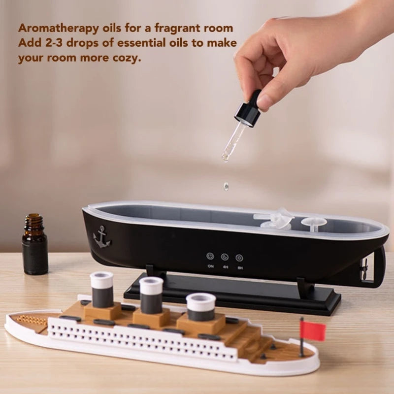 Titanic Ship Air Humidifier 250ML with Remote Control | Jellyfish Smoke Ring Aroma Diffuser