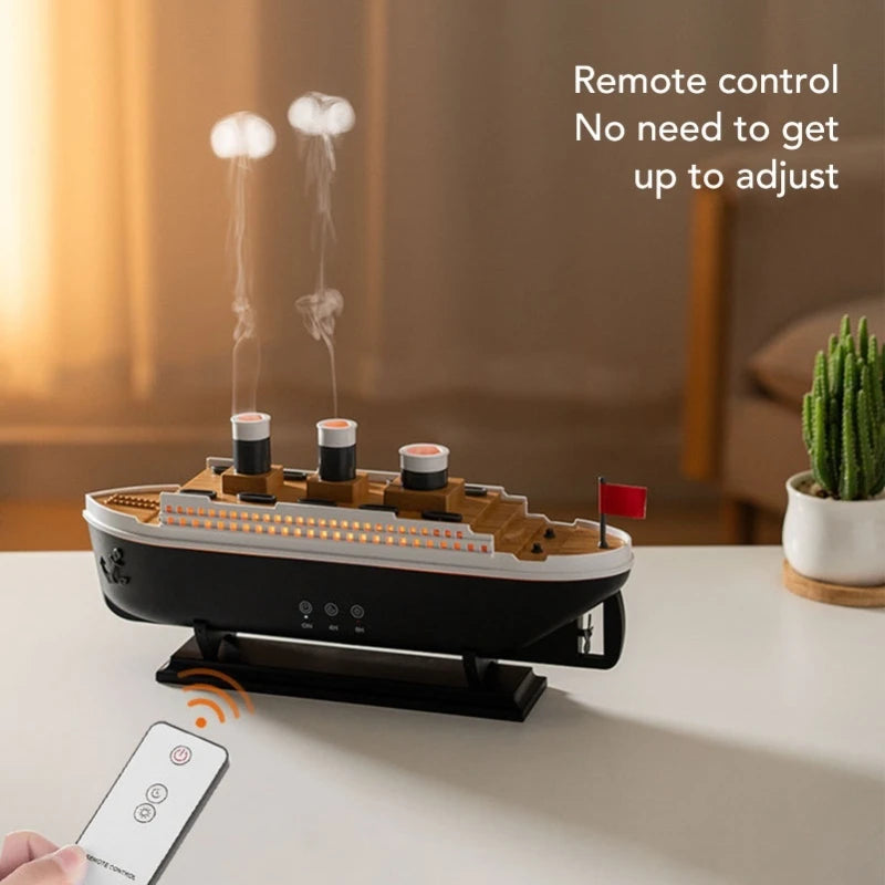 Titanic Ship Air Humidifier 250ML with Remote Control | Jellyfish Smoke Ring Aroma Diffuser
