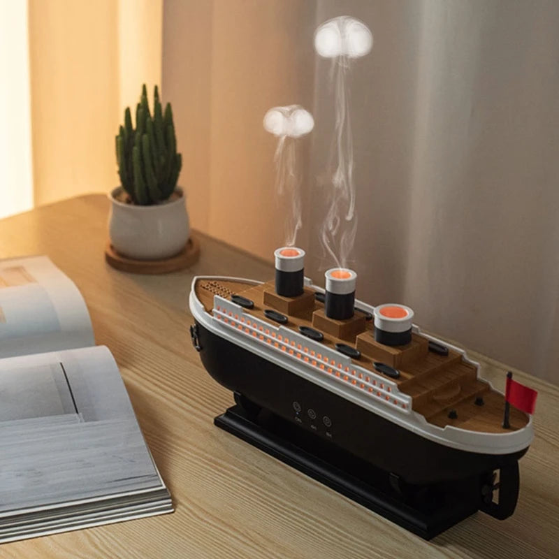 Titanic Ship Air Humidifier 250ML with Remote Control | Jellyfish Smoke Ring Aroma Diffuser