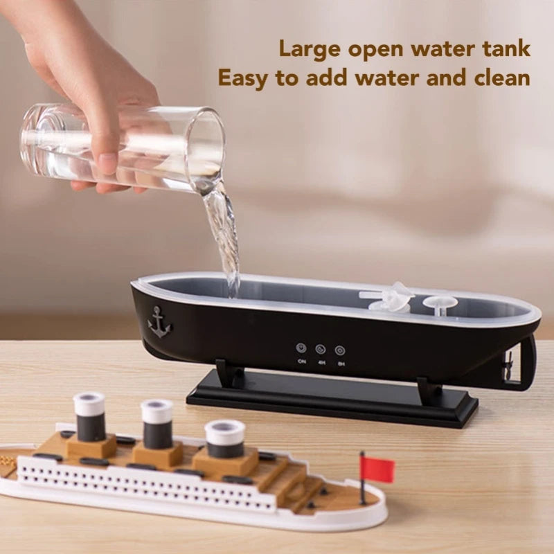 Titanic Ship Air Humidifier 250ML with Remote Control | Jellyfish Smoke Ring Aroma Diffuser