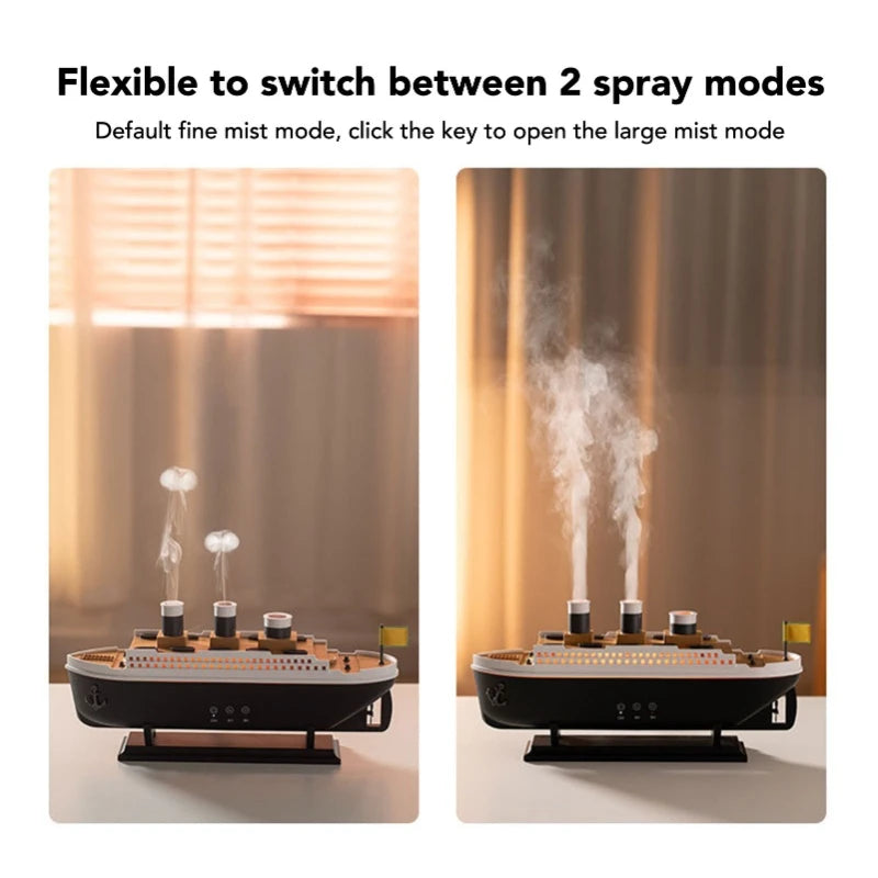 Titanic Ship Air Humidifier 250ML with Remote Control | Jellyfish Smoke Ring Aroma Diffuser