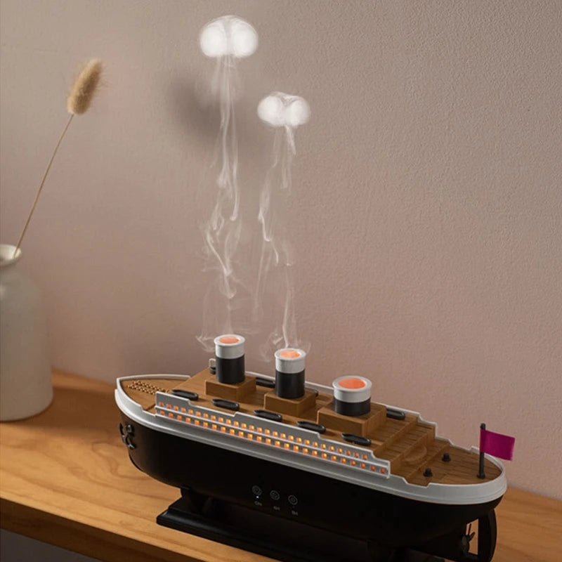 Titanic Ship Air Humidifier 250ML with Remote Control | Jellyfish Smoke Ring Aroma Diffuser