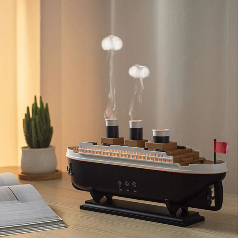 Titanic Ship Air Humidifier 250ML with Remote Control | Jellyfish Smoke Ring Aroma Diffuser