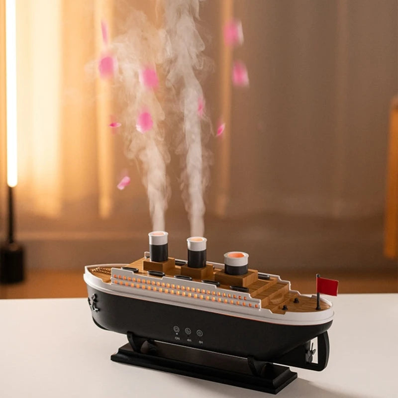 Titanic Ship Air Humidifier 250ML with Remote Control | Jellyfish Smoke Ring Aroma Diffuser