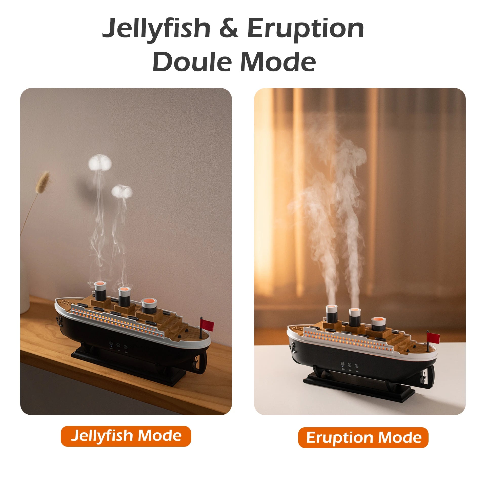 Titanic Ship Air Humidifier 250ML with Remote Control | Jellyfish Smoke Ring Aroma Diffuser