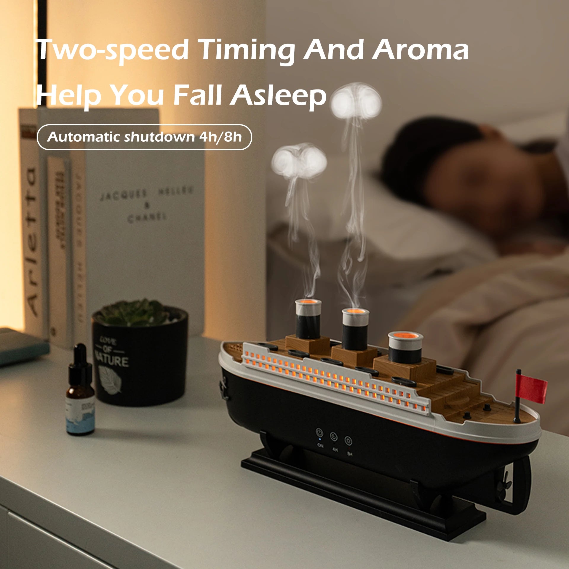 Titanic Ship Air Humidifier 250ML with Remote Control | Jellyfish Smoke Ring Aroma Diffuser