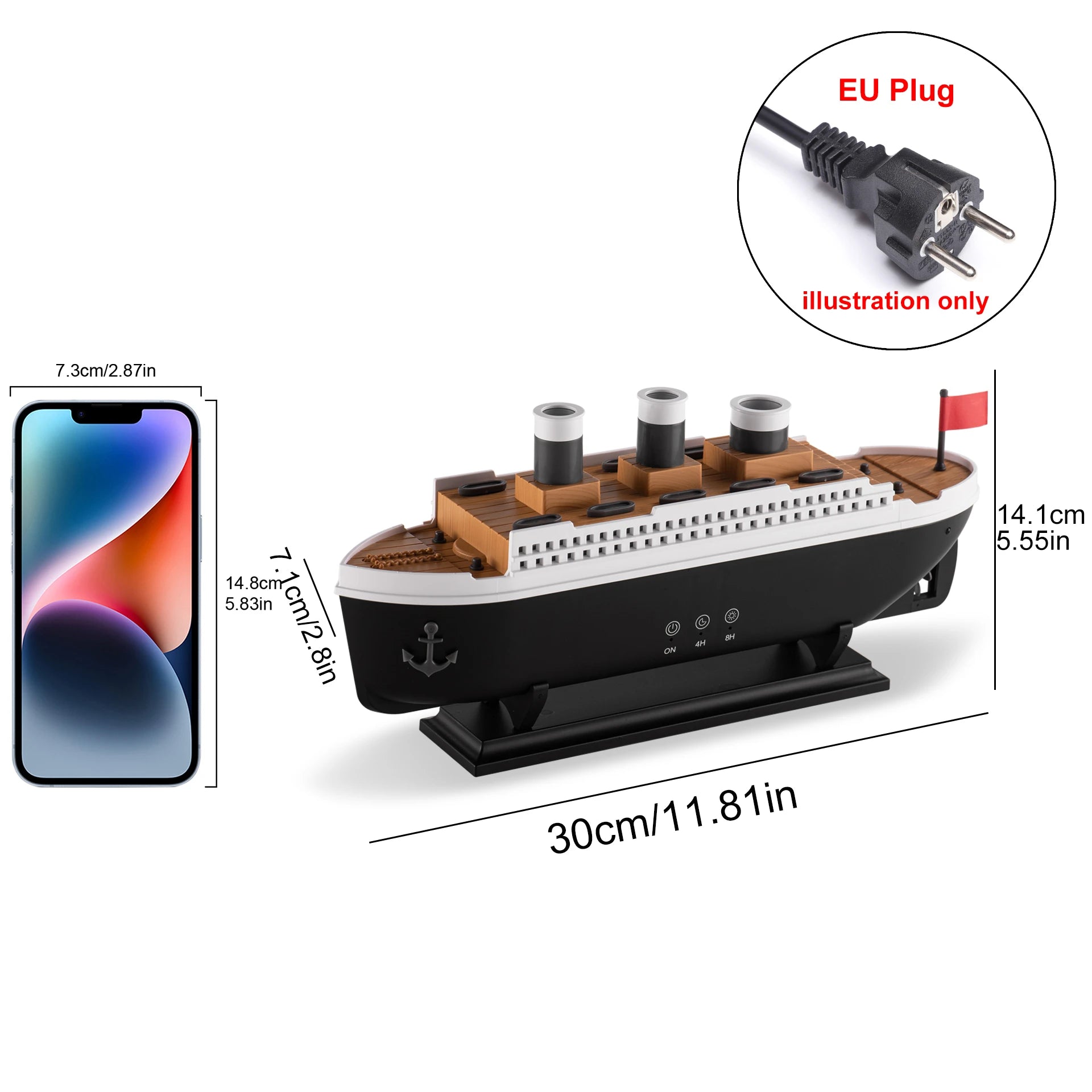 Titanic Ship Air Humidifier 250ML with Remote Control | Jellyfish Smoke Ring Aroma Diffuser