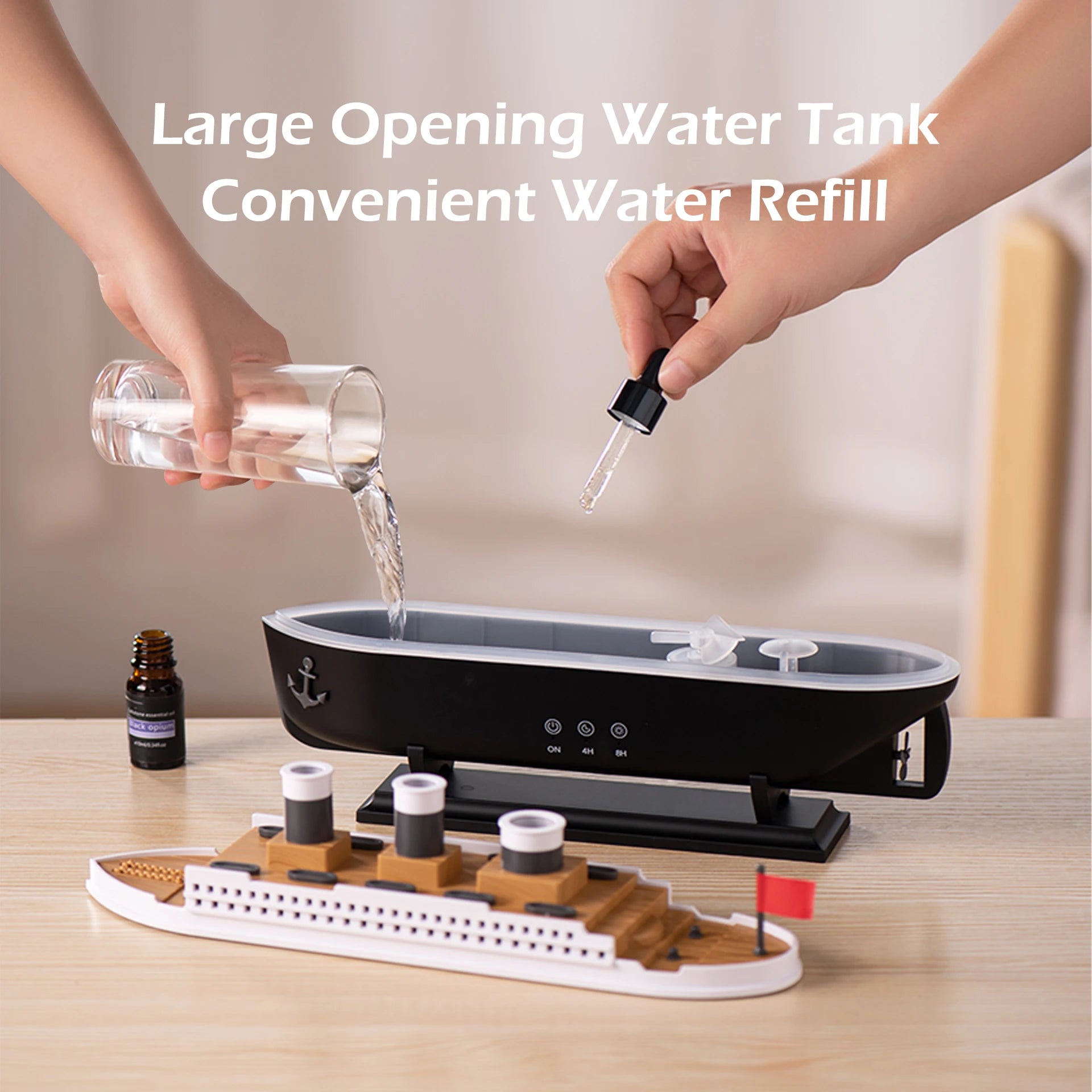 Titanic Ship Air Humidifier 250ML with Remote Control | Jellyfish Smoke Ring Aroma Diffuser