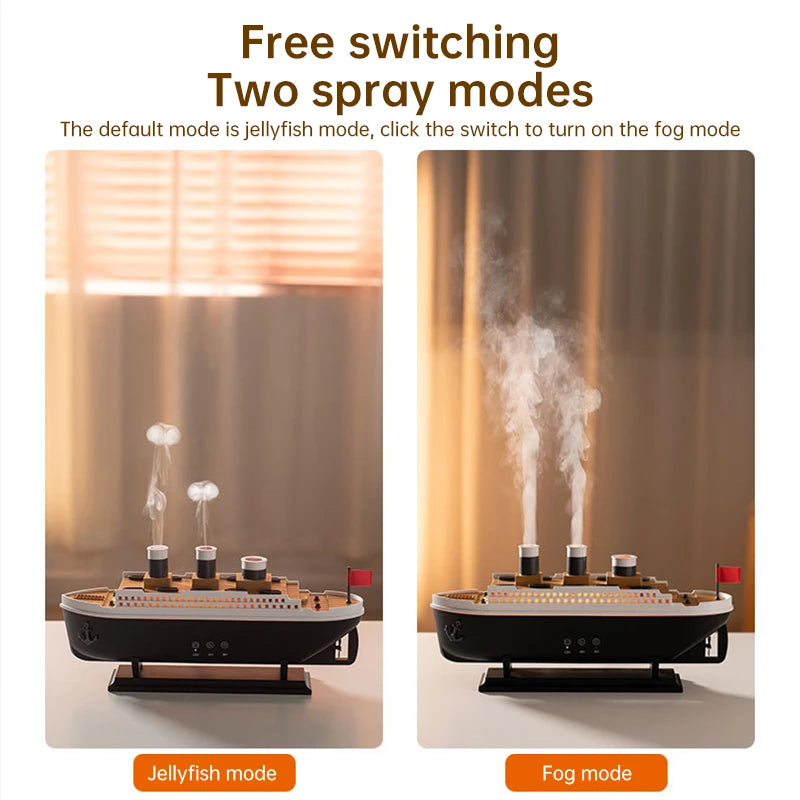 Titanic Ship Air Humidifier 250ML with Remote Control | Jellyfish Smoke Ring Aroma Diffuser