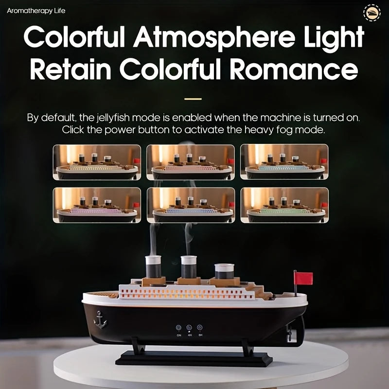 Titanic Ship Air Humidifier 250ML with Remote Control | Jellyfish Smoke Ring Aroma Diffuser