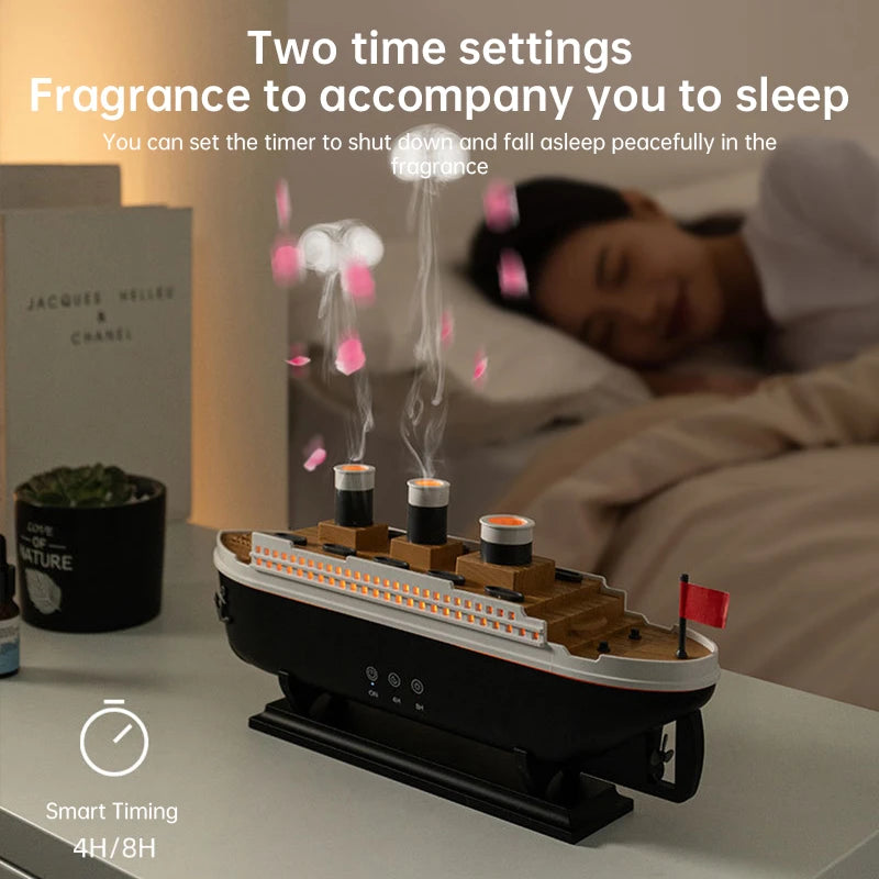 Titanic Ship Air Humidifier 250ML with Remote Control | Jellyfish Smoke Ring Aroma Diffuser