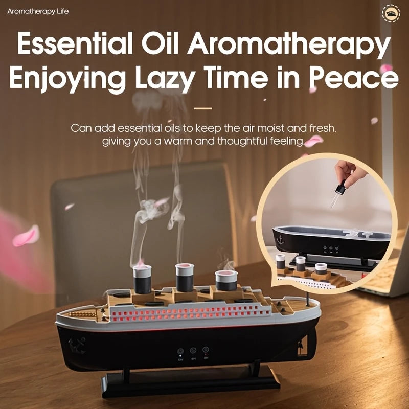 Titanic Ship Air Humidifier 250ML with Remote Control | Jellyfish Smoke Ring Aroma Diffuser