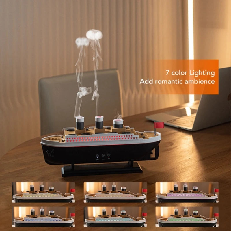 Titanic Ship Air Humidifier 250ML with Remote Control | Jellyfish Smoke Ring Aroma Diffuser