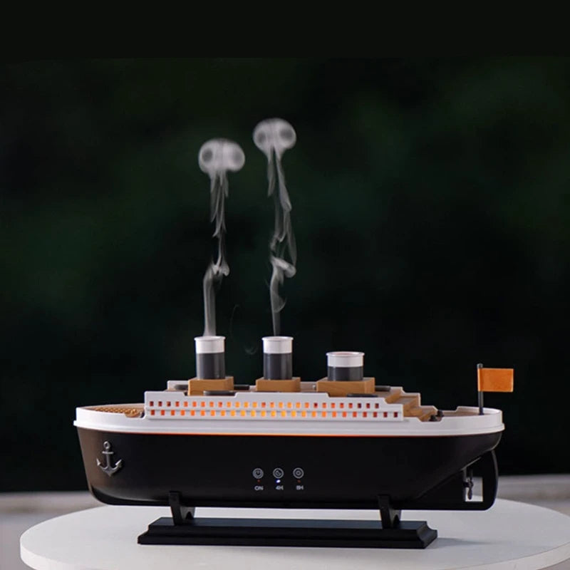 Titanic Ship Air Humidifier 250ML with Remote Control | Jellyfish Smoke Ring Aroma Diffuser