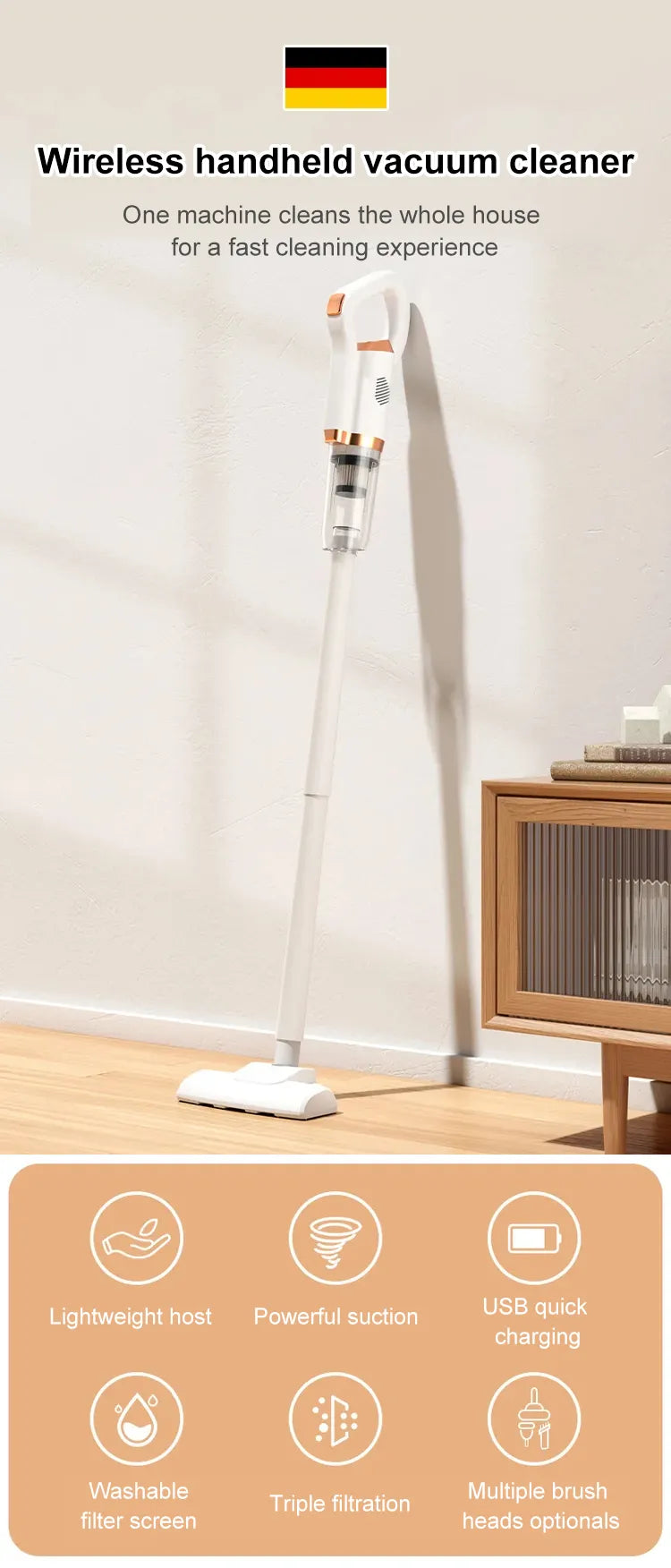 Triple Mode Cordless Vacuum Cleaner – Portable & Easy Cleaning Tool